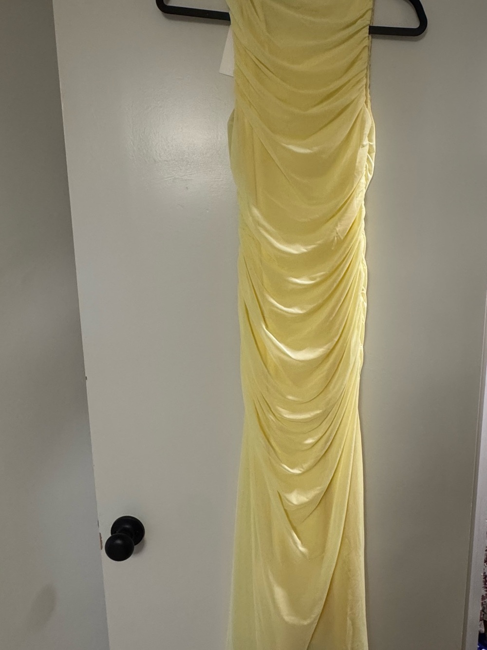 Lemon Ruched Maxi Dress - Elegant Draped Evening Gown